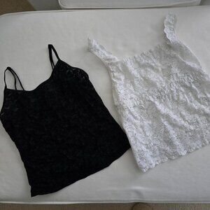 Set of 2 Black & White Lace Bralette / Intimate Tops Size Small